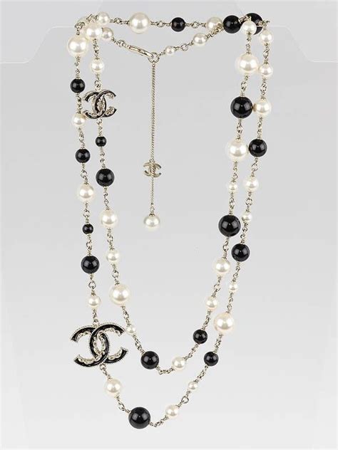 chanel black bead necklace|chanel black and white necklace.